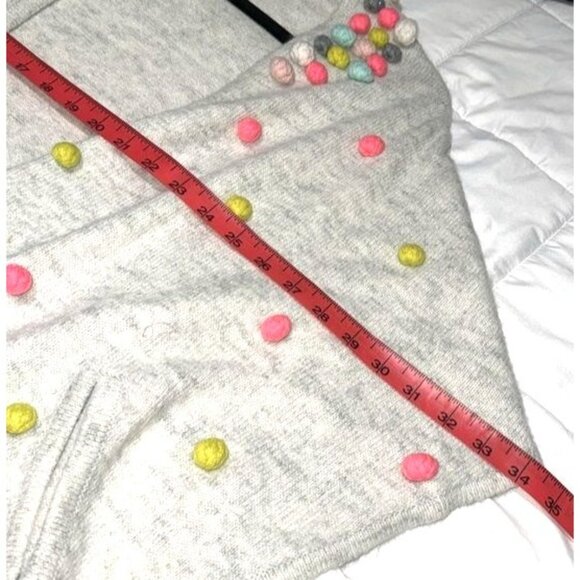 Cat & Jack L/XL Gray Cardigan With Colorful Pom Poms Cozy Knit Made From Recycle - Picture 9 of 9